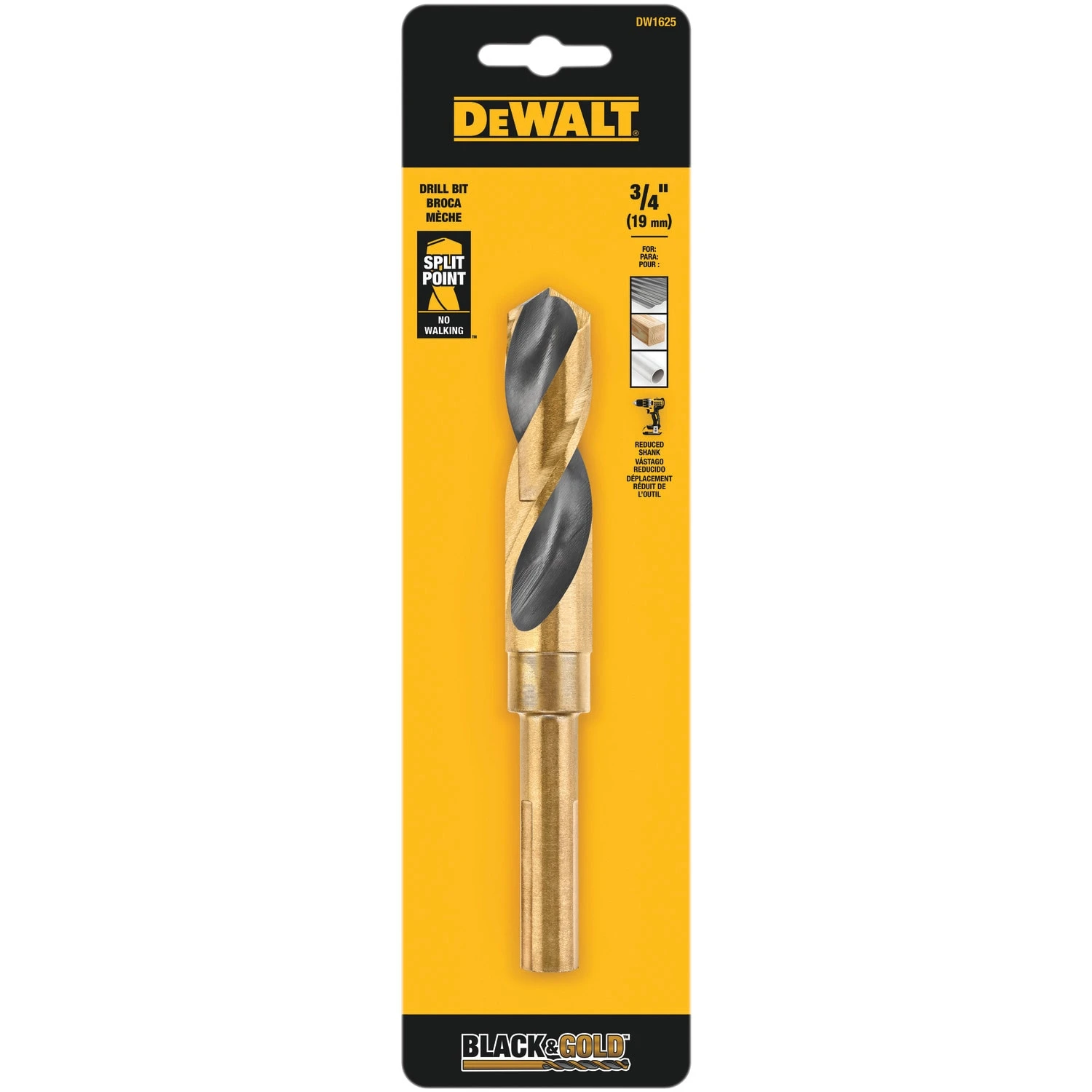 DEWALT 3/4-in X 5-7/8-in Black And Gold Coated HSS Silver Deming Twist Drill Bit 1 DEWALT 3/4-in X 5-7/8-in Black And Gold Coated HSS Silver Deming Twist Drill Bit -Dewalt Tool World 00723615