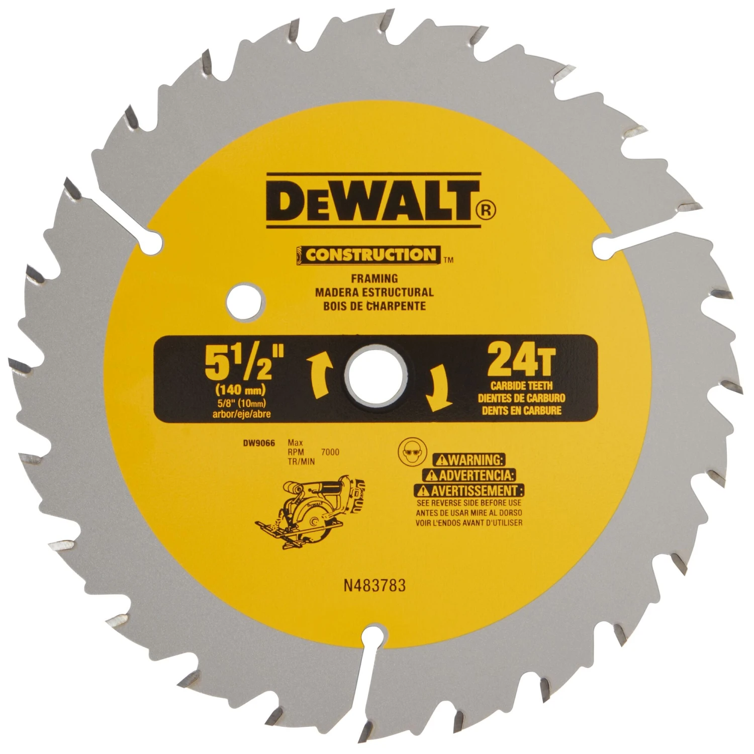 DEWALT 5-1/2-in 24 -Tooth Rough Finish Carbide Circular Saw Blade Individual 1 DEWALT 5-1/2-in 24 -Tooth Rough Finish Carbide Circular Saw Blade Individual -Dewalt Tool World 01145813