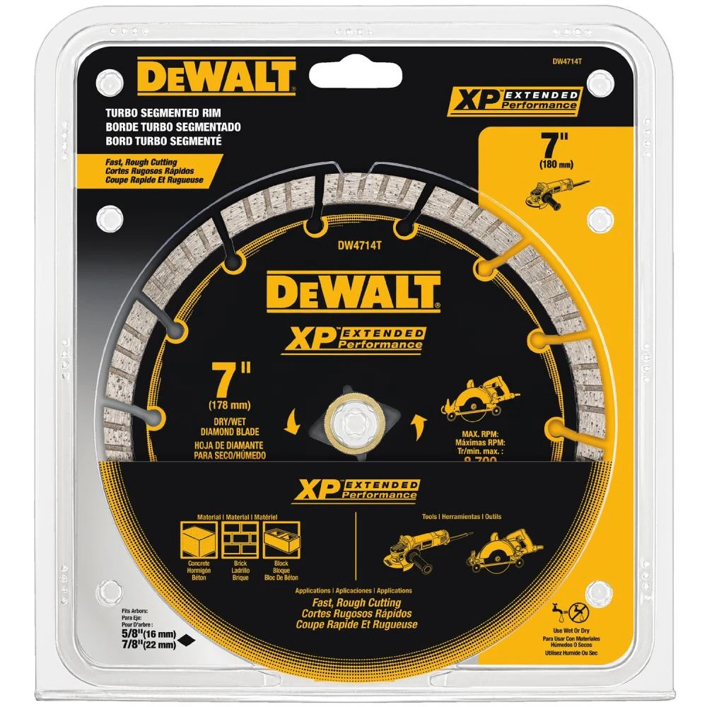 DEWALT XP 7-in Wet/Dry Segmented Turbo Rim Diamond Saw Blade 2 DEWALT XP 7-in Wet/Dry Segmented Turbo Rim Diamond Saw Blade -Dewalt Tool World 07985331