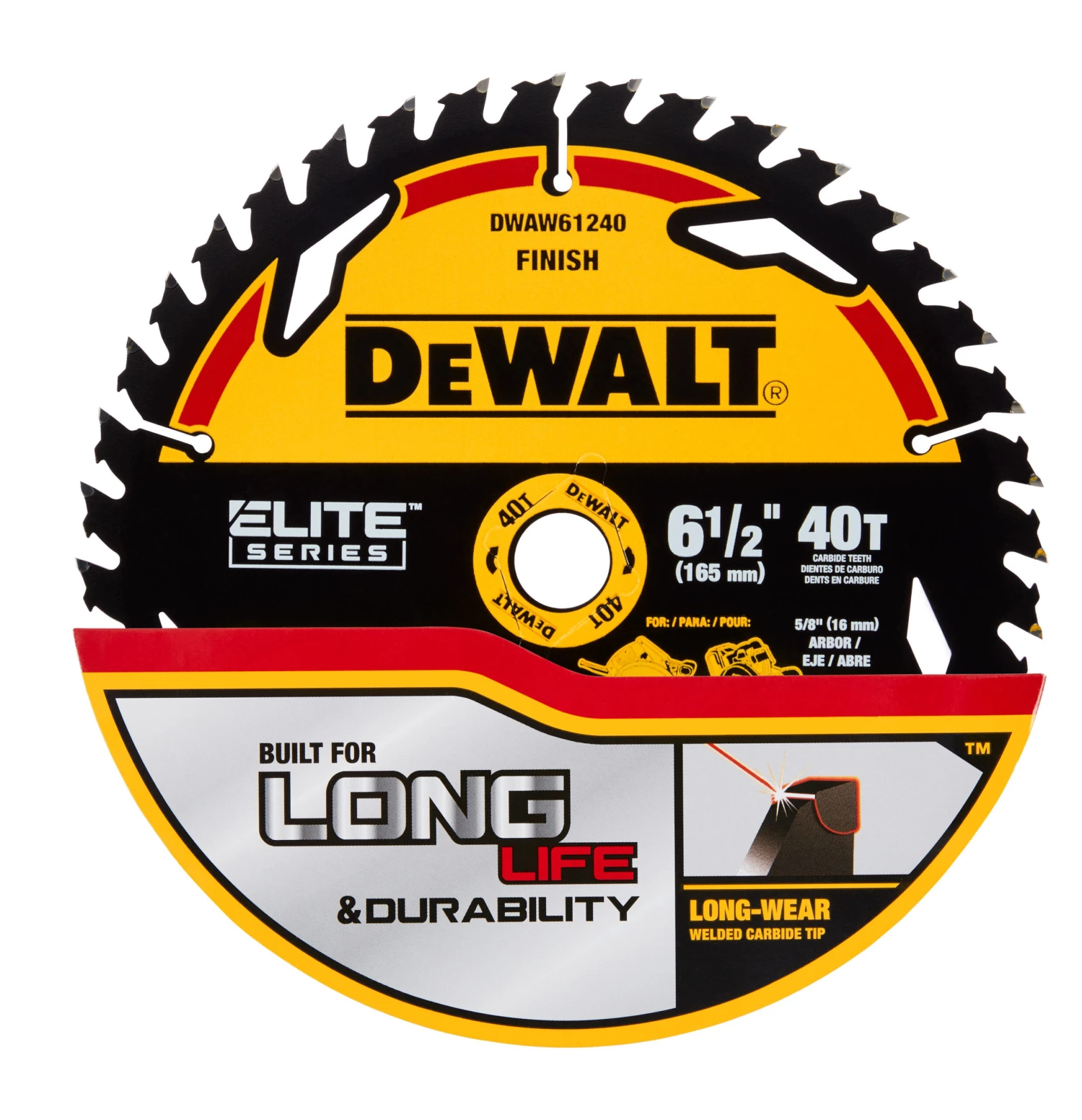 DEWALT ELITE SERIES 6-1/2-in 40 -Tooth Fine Finish Tungsten Carbide-tipped Steel Circular Saw Blade Individual 1 DEWALT ELITE SERIES 6-1/2-in 40 -Tooth Fine Finish Tungsten Carbide-tipped Steel Circular Saw Blade Individual -Dewalt Tool World 44132798 scaled