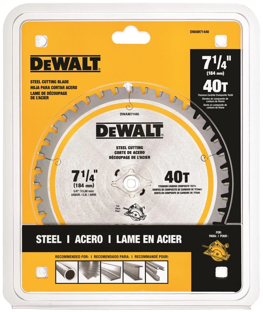 DEWALT 7-1/4-in 40 -Tooth Tungsten Carbide-tipped Steel Circular Saw Blade Individual 2 DEWALT 7-1/4-in 40 -Tooth Tungsten Carbide-tipped Steel Circular Saw Blade Individual -Dewalt Tool World 44347398