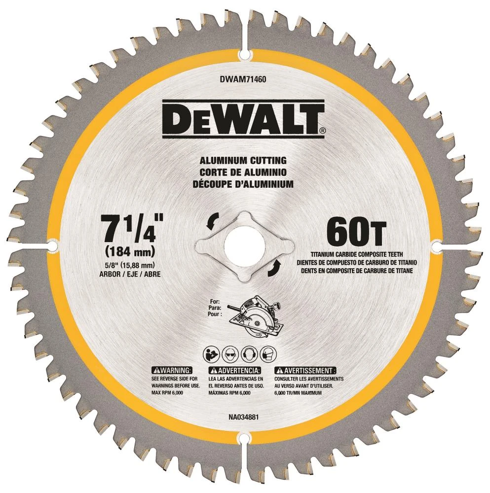 DEWALT 7-1/4-in 60 -Tooth Tungsten Carbide-tipped Steel Circular Saw Blade Individual 1 DEWALT 7-1/4-in 60 -Tooth Tungsten Carbide-tipped Steel Circular Saw Blade Individual -Dewalt Tool World 44347405