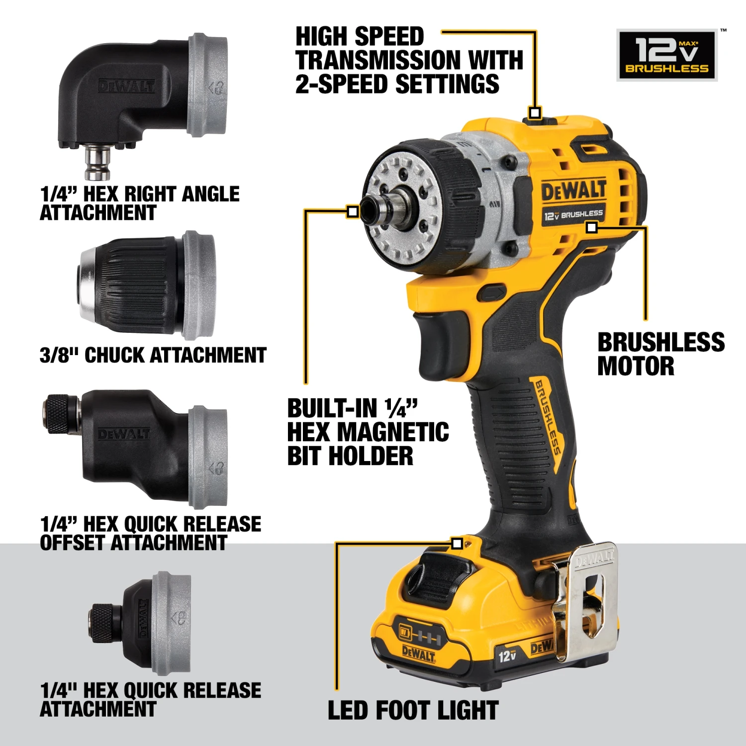 DEWALT XTREME 5-In-1 12-volt Max 3/8-in Keyless Brushless Cordless Drill ( 1 -Batteries Included, And Charger Included ) 4 DEWALT XTREME 5-In-1 12-volt Max 3/8-in Keyless Brushless Cordless Drill ( 1 -Batteries Included, And Charger Included ) -Dewalt Tool World 44828499