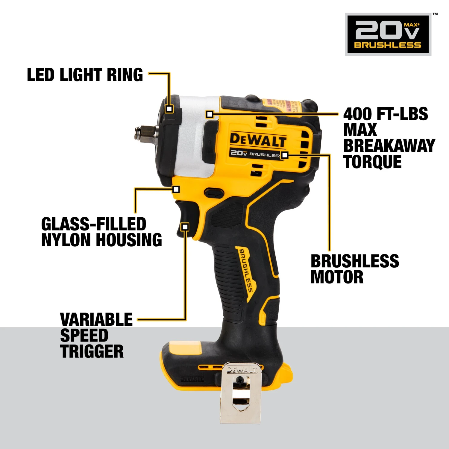 DEWALT 20-volt Max Variable Speed Brushless 3/8-in Square Drive Cordless Impact Wrench (Battery Not Included And Charger Not Included) 3 DEWALT 20-volt Max Variable Speed Brushless 3/8-in Square Drive Cordless Impact Wrench (Battery Not Included And Charger Not Included) -Dewalt Tool World 45405309