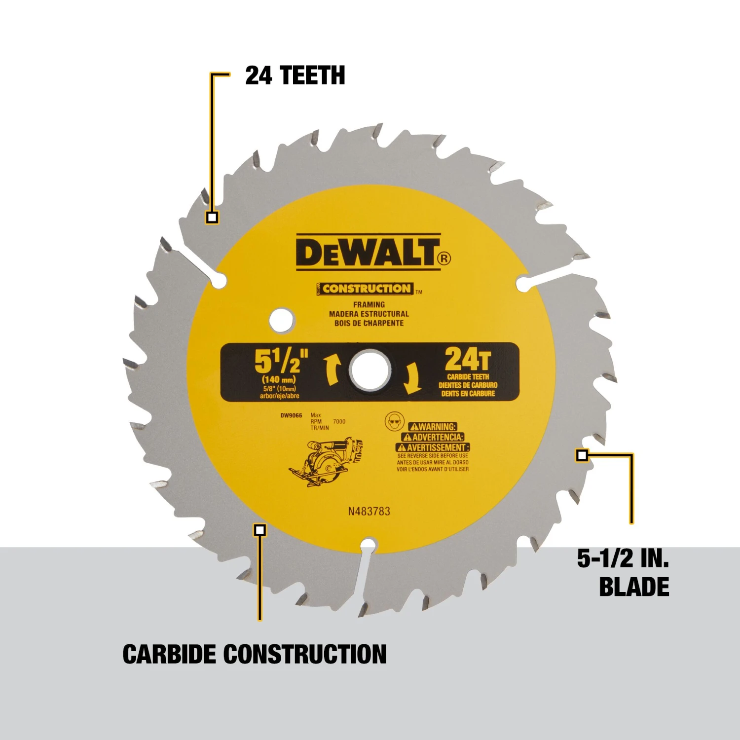 DEWALT 5-1/2-in 24 -Tooth Rough Finish Carbide Circular Saw Blade Individual 2 DEWALT 5-1/2-in 24 -Tooth Rough Finish Carbide Circular Saw Blade Individual -Dewalt Tool World 60538151