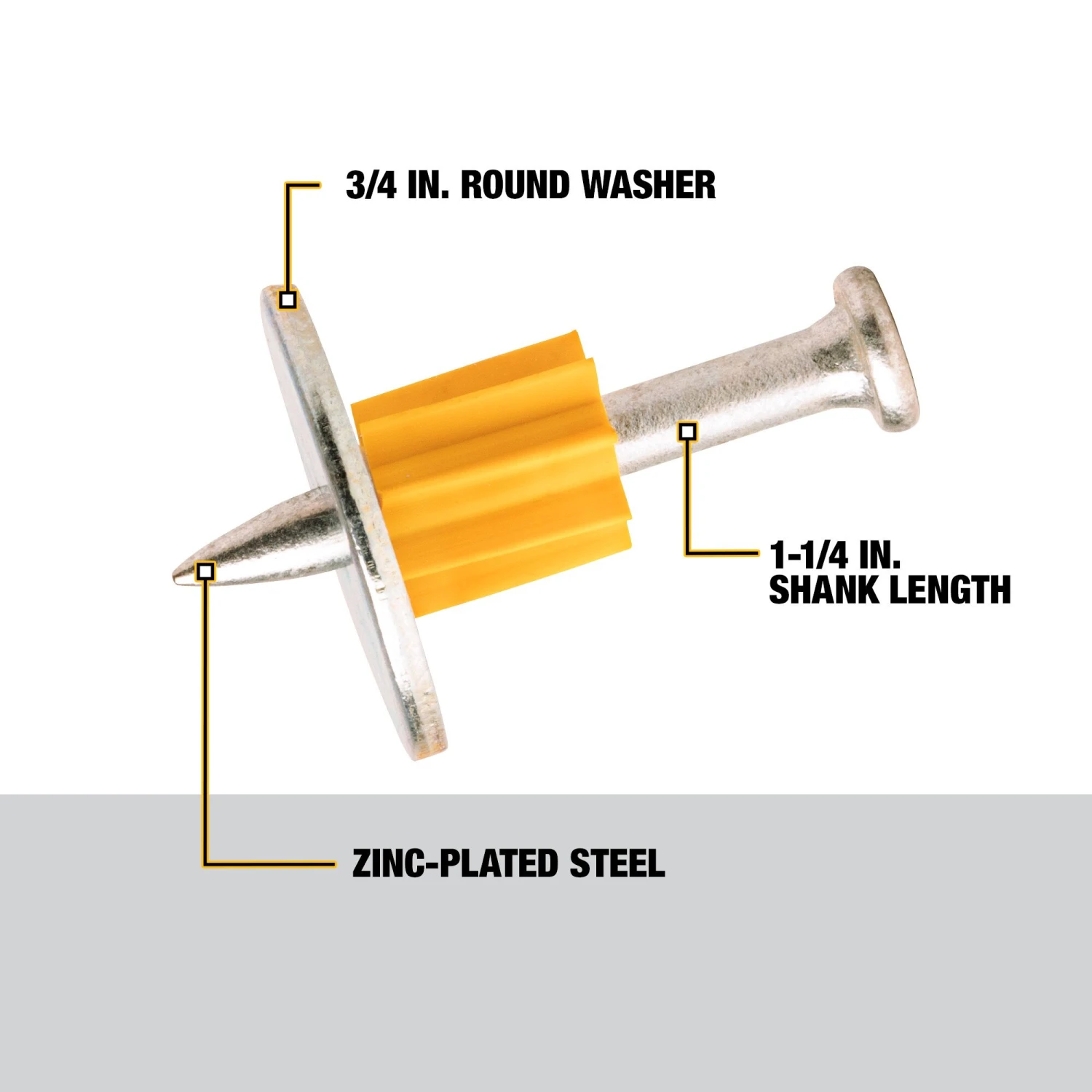 DEWALT 100 -Pack 1-1/4-in Washered Drive Pin 2 DEWALT 100 -Pack 1-1/4-in Washered Drive Pin -Dewalt Tool World 60858639
