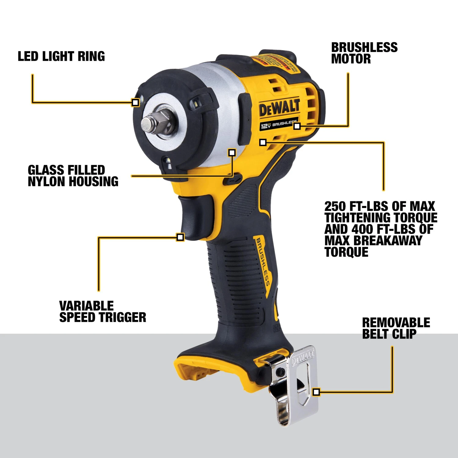 DEWALT XTREME 12-volt Max Variable Speed Brushless 3/8-in Drive Cordless Impact Wrench (Battery Not Included And Charger Not Included) 3 DEWALT XTREME 12-volt Max Variable Speed Brushless 3/8-in Drive Cordless Impact Wrench (Battery Not Included And Charger Not Included) -Dewalt Tool World 63587157