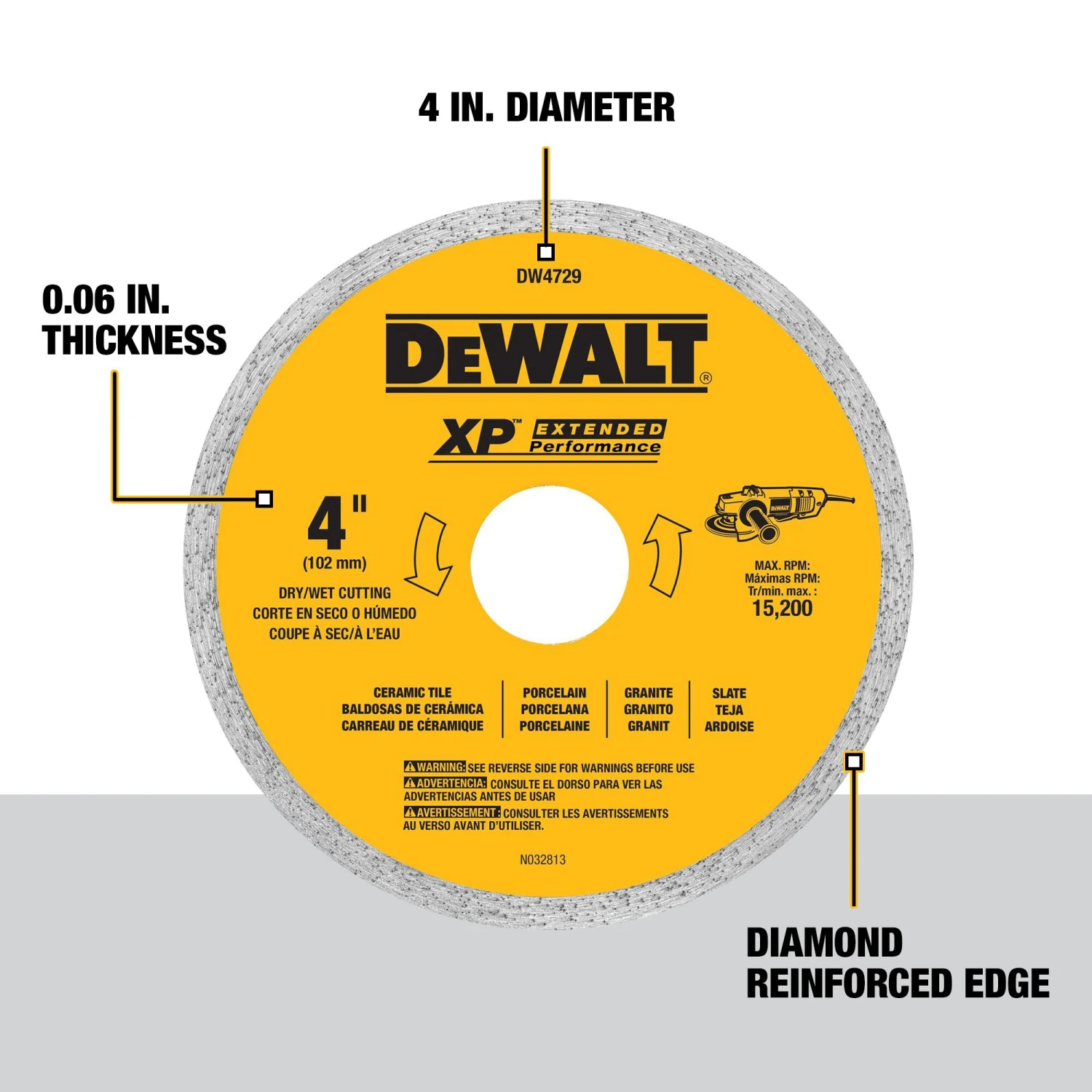 DEWALT 4-in Wet/Dry Continuous Rim Diamond Saw Blade 2 DEWALT 4-in Wet/Dry Continuous Rim Diamond Saw Blade -Dewalt Tool World 65398746