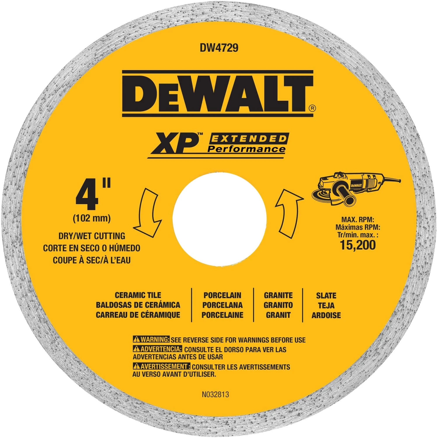 DEWALT 4-in Wet/Dry Continuous Rim Diamond Saw Blade 1 DEWALT 4-in Wet/Dry Continuous Rim Diamond Saw Blade -Dewalt Tool World 65398748