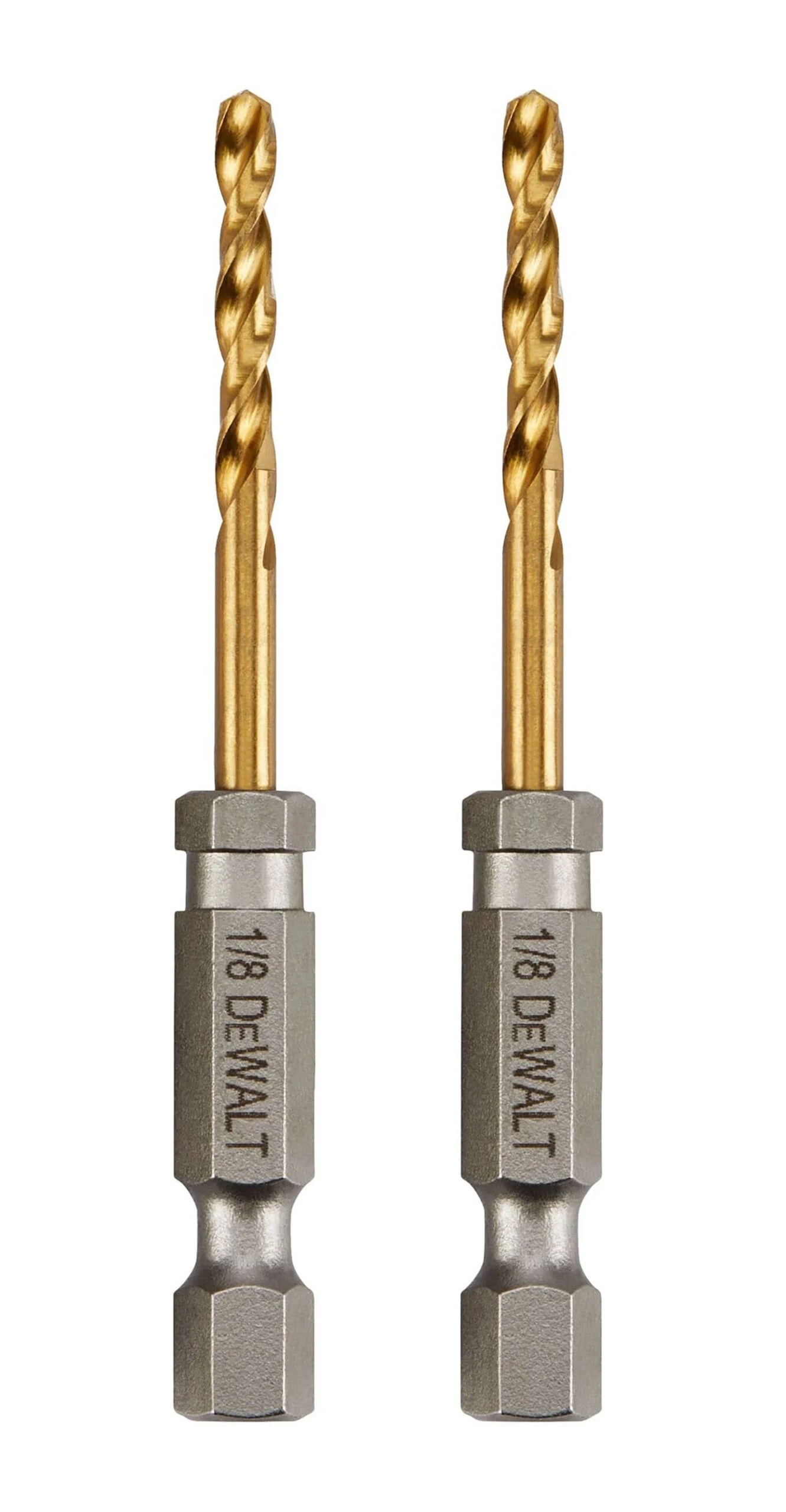 DEWALT 2 -Piece 1/8-in X 2-5/8-in Titanium Nitride Coated HSS Jobber Length Twist Drill Bit 1 DEWALT 2 -Piece 1/8-in X 2-5/8-in Titanium Nitride Coated HSS Jobber Length Twist Drill Bit -Dewalt Tool World 65964700 scaled