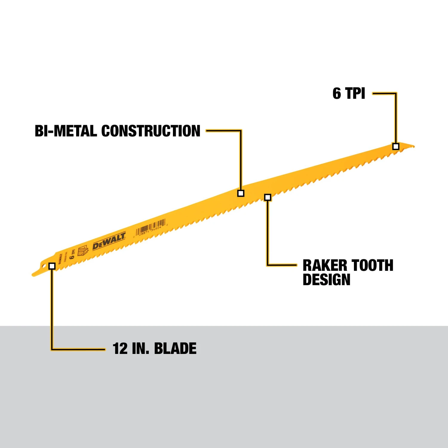 DEWALT Bi-metal 12-in 6 TPI Wood Cutting Reciprocating Saw Blade 2 DEWALT Bi-metal 12-in 6 TPI Wood Cutting Reciprocating Saw Blade -Dewalt Tool World 66100805