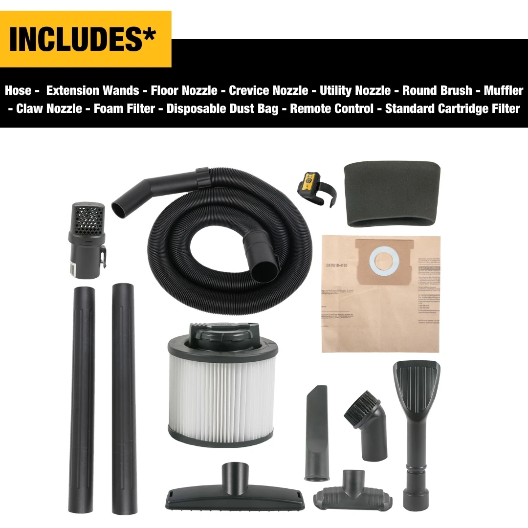 DEWALT 6-Gallon 5 HP Corded Wet/Dry Shop Vacuum With Accessories Included 4 DEWALT 6-Gallon 5 HP Corded Wet/Dry Shop Vacuum With Accessories Included -Dewalt Tool World 66370104