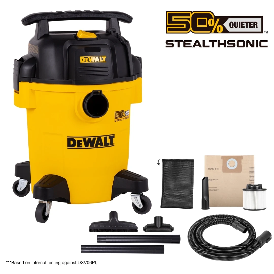 DEWALT Stealthsonic Quiet 6-Gallon 4 HP Corded Wet/Dry Shop Vacuum With Accessories Included 2 DEWALT Stealthsonic Quiet 6-Gallon 4 HP Corded Wet/Dry Shop Vacuum With Accessories Included -Dewalt Tool World 66971020