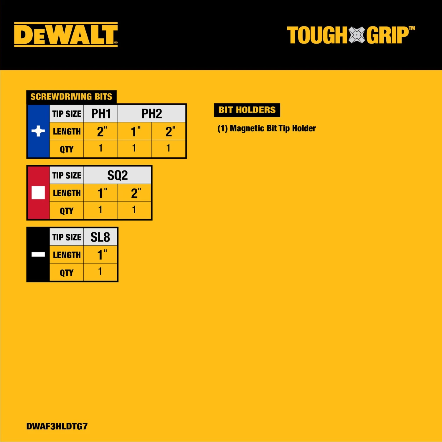 DEWALT TOUGH GRIP 7 -Pack Magnetic Screwdriving Bit Holder Set 2 DEWALT TOUGH GRIP 7 -Pack Magnetic Screwdriving Bit Holder Set -Dewalt Tool World 68107252