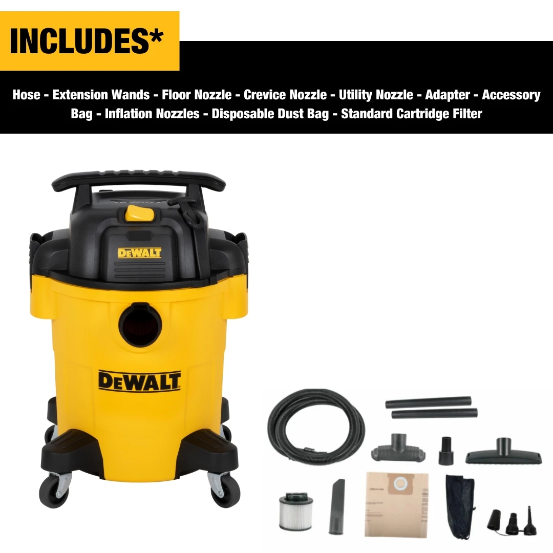 DEWALT 6-Gallon 4 HP Corded Wet/Dry Shop Vacuum With Accessories Included 3 DEWALT 6-Gallon 4 HP Corded Wet/Dry Shop Vacuum With Accessories Included -Dewalt Tool World 69045688