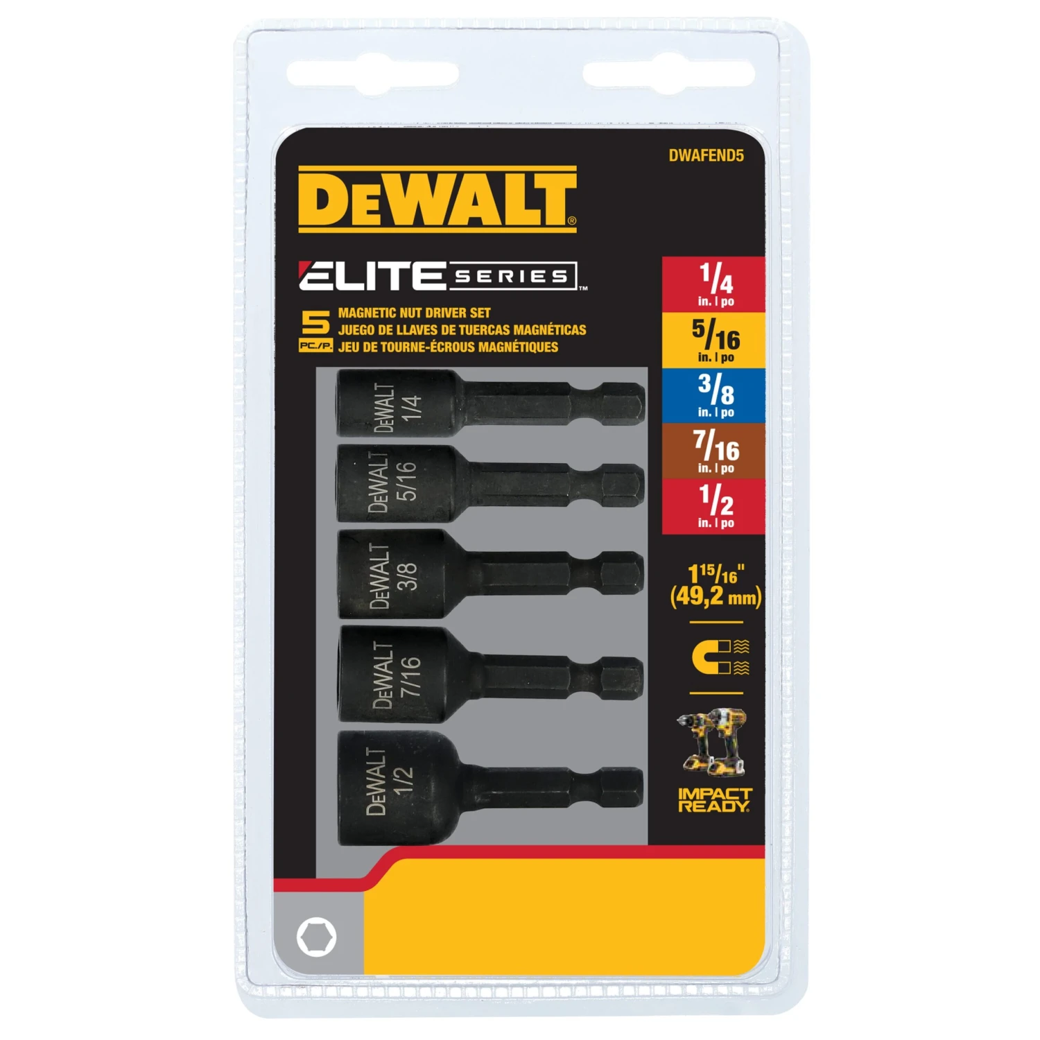 DEWALT 1/4-in X 1-15/16-in Nutsetter Impact Driver Bit Set 5 -Piece 1 DEWALT 1/4-in X 1-15/16-in Nutsetter Impact Driver Bit Set 5 -Piece -Dewalt Tool World 72029373 scaled